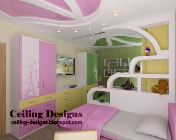 PVC stretch ceiling and shelves for kids room