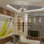 PVC stretch ceiling for living room with crystal chandelier