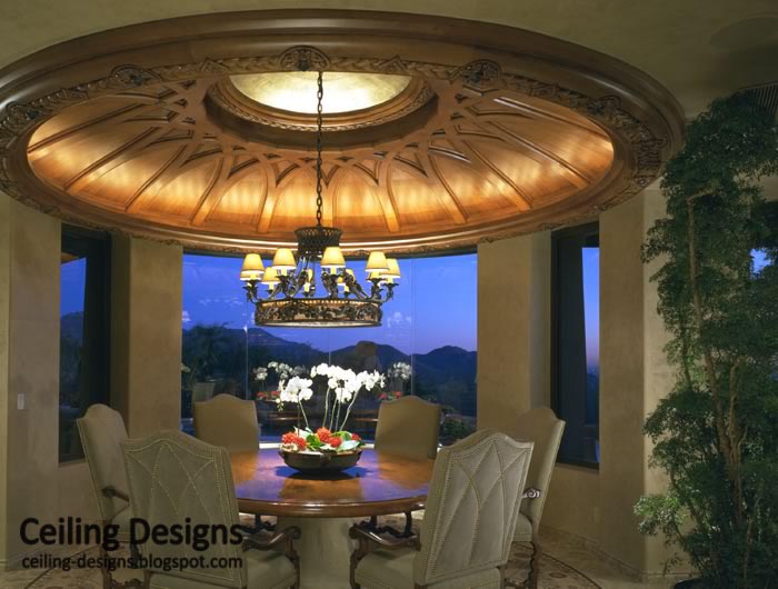 decorative tray ceiling from wood for dinning room