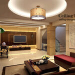 gypsum tray ceiling design with hidden lighting for living room