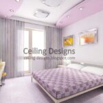 purple false ceiling design from gypsum for women bedroom