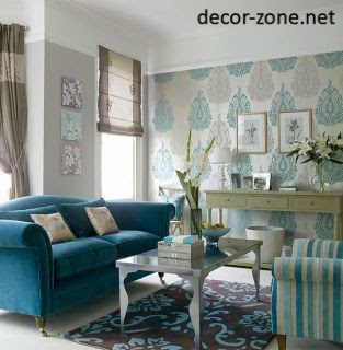 living room interior design in turquoise