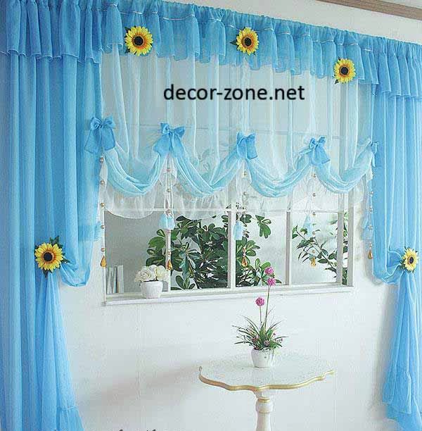 blue kitchen window curtain ideas , window decorating ideas