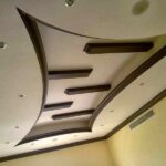 gypsum false ceiling design with wooden decorations