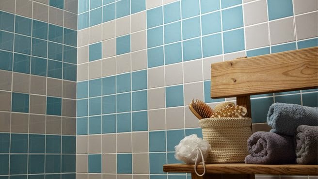 bathroom tile designs in gray-blue color combination