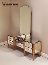 mirrored dressing table with large makeup mirror