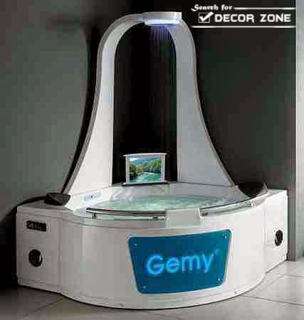 high tech corner bath design