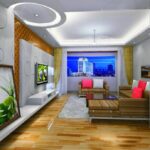 Multilevel suspended ceiling of plasterboard : preparing for installation