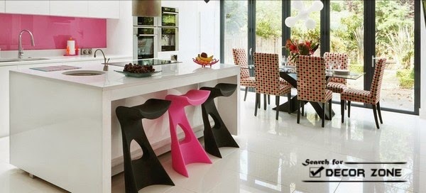 modern kitchen design in pink color