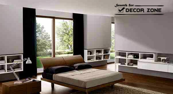 Italian simple bedroom furniture with surrounding storage shelves