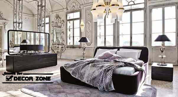luxury Italian bedroom furniture sets with large dressing table mirrors