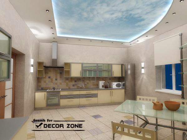 sky-shaped false ceiling designs for large kitchens