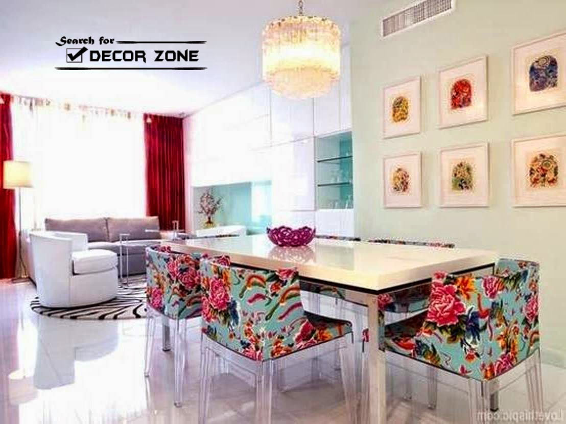 modern upholstered dining room furniture with floral chairs
