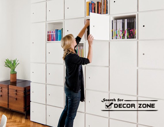 large shelving in small living room decor