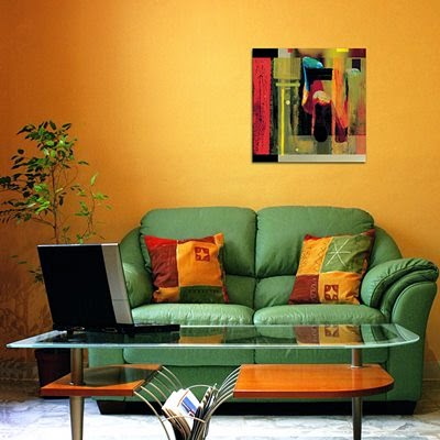 living room wall art ideas - paintings in the furniture color