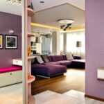 Modern apartment design in purple shades