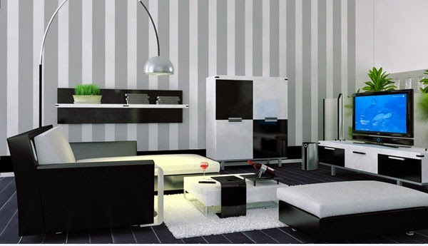 black and white living room designs ideas - furniture and wallpaper
