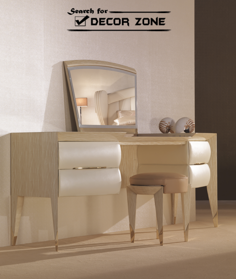white modern dressing table with mirror