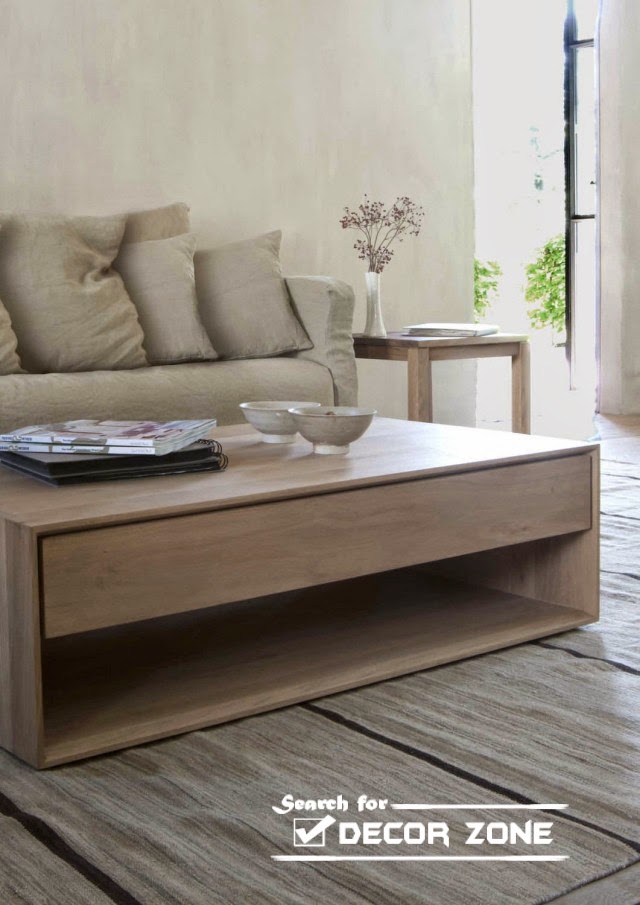 functional solid wood coffee table with drawers