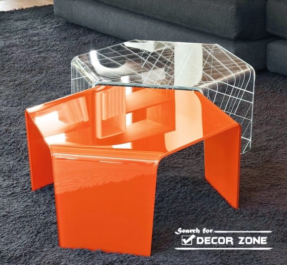 hexagonal coffee table designs in different colors