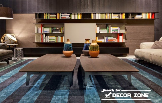 two simple wood coffee table for large modern living room