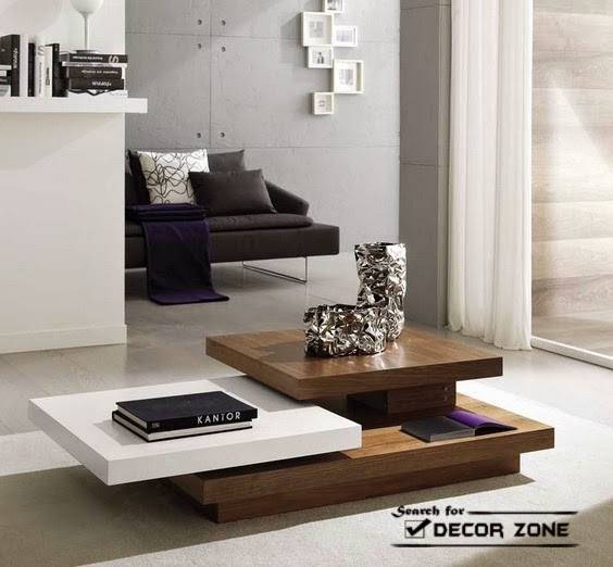solid wood coffee table ideas - multi surfaces for different uses