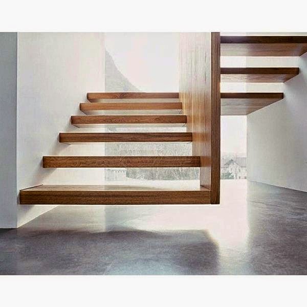 space saving wooden staircase design in minimalist interior